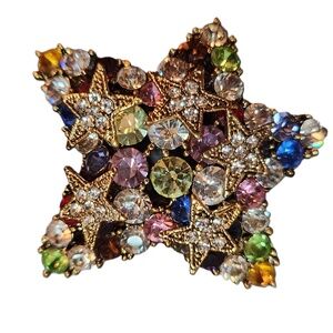 Lauren Spencer Multicolor Austrian Crystal Star Brooch